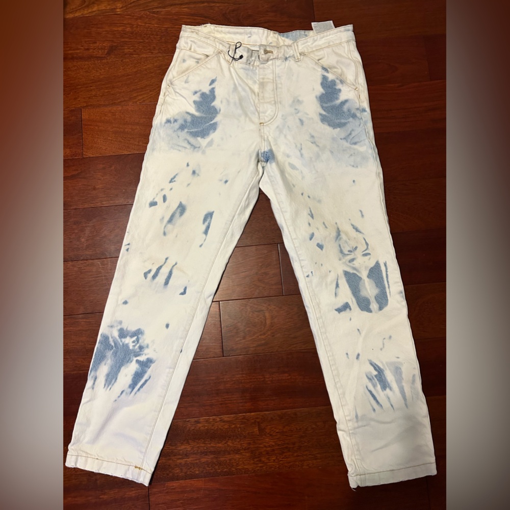 White & Blue Tie Dye Jeans